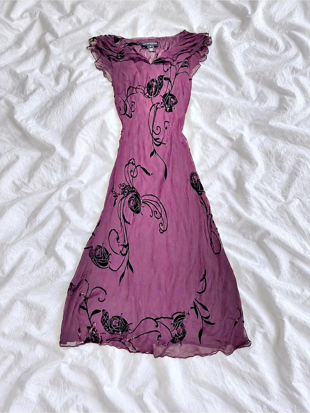 Jones New York Floral Mini Dress in Purple & Black Size 4 Like New